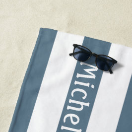 Toalha De Praia Cinza branca azul | Bandas de Cabana Personalizada