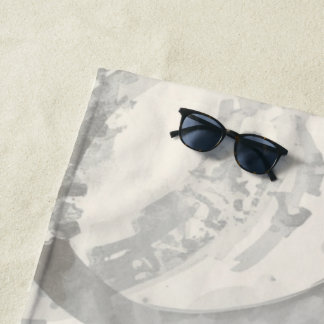 Toalha De Praia Cinza Neutro e Branco Abstrato