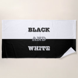 Toalha De Praia Cinza Preta Texto Branco E Design de Cores Sólidas