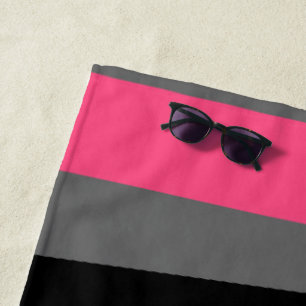 Toalha De Praia cinza rosa e abstrato preto