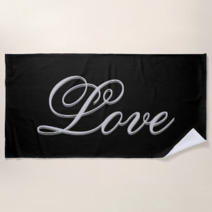 Toalha De Praia Cinza sofisticada Amor Negro