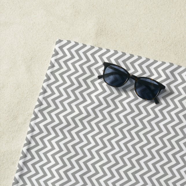 Toalha De Praia Cinza White Chevron (In Situ)