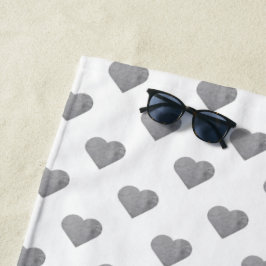 Toalha De Praia Cinzas Concretas Simétricas em Branco