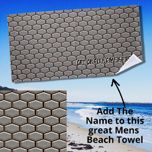 Toalha De Praia Cinzas de Textura 3D do Hexágono Geométrico