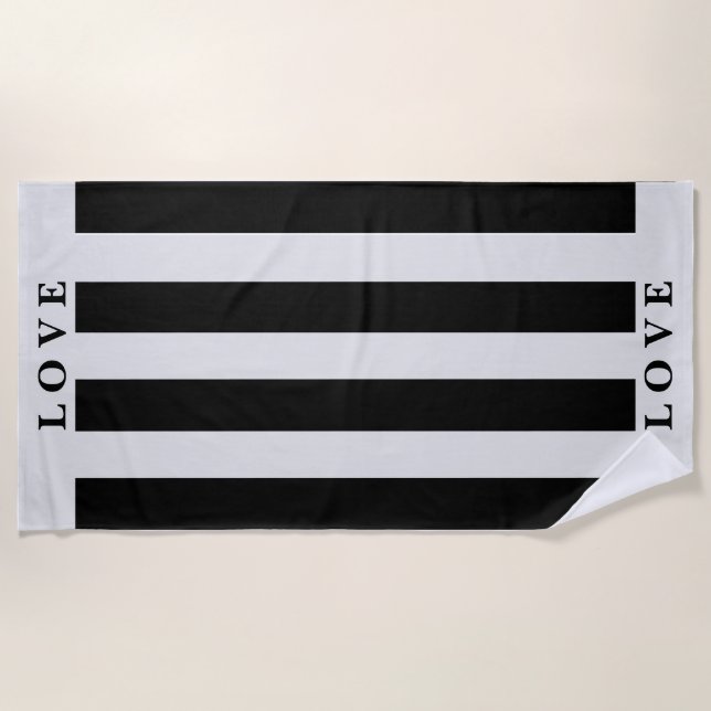 Toalha de praia - Cinzas e branco (Frente)