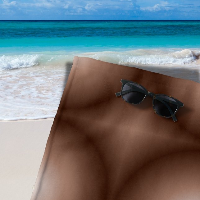 Toalha De Praia Círculo Geométrico 3D Escuro Mocha Mousse Branco (Criador carregado)