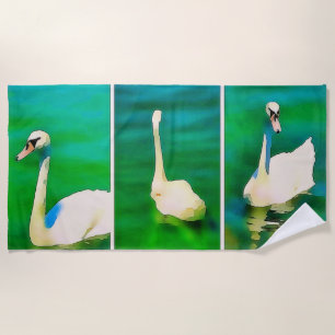 Toalha De Praia Cisnes no Lago Balaton – tríptico