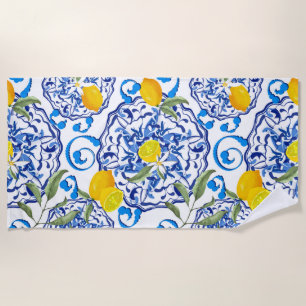 Toalha De Praia Citrinos de Verão,boho,bohemiano,floral mediterr