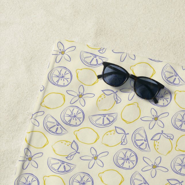 Toalha De Praia Citron Doodle Pattern Beach Towel (In Situ)