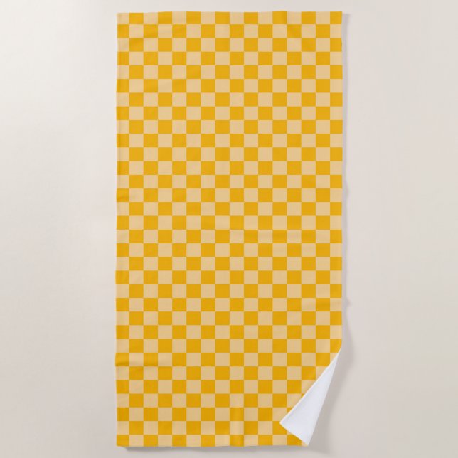Toalha De Praia Citrus cream checkered board pattern (Frente)