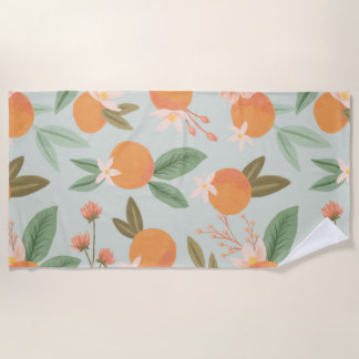 Toalha De Praia Citrus Floral Tropical Mint Green