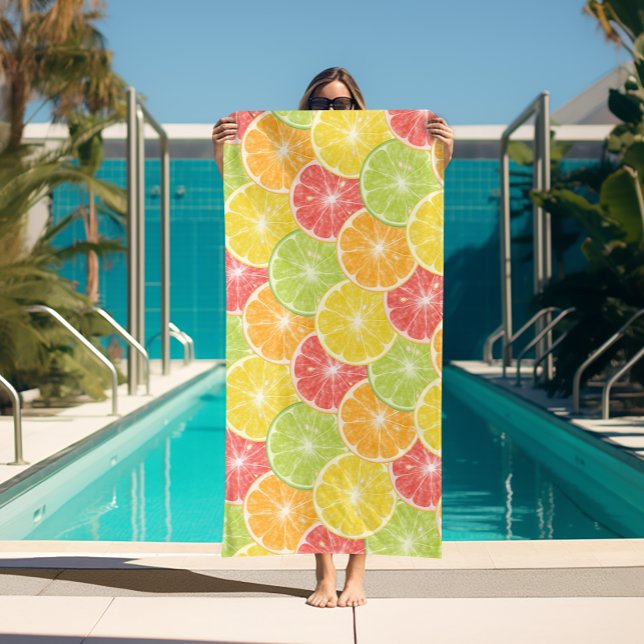 Toalha De Praia Citrus Slices (Citrus Fruit Slices Beach Towel (white on reverse side))