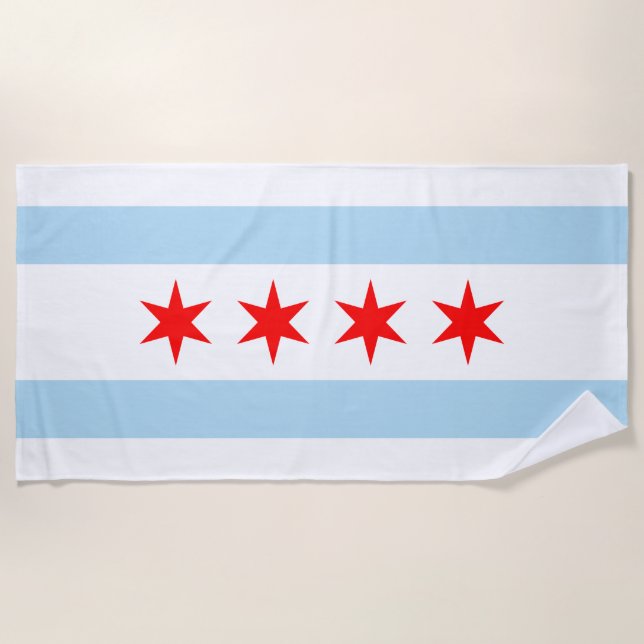 Toalha De Praia City Flag de Chicago (Illinois) (Frente)
