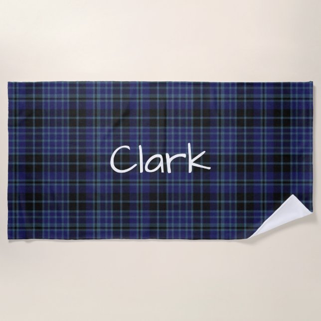 Toalha De Praia Clan Clark Tartan Xadrez Beach Towel (Frente)