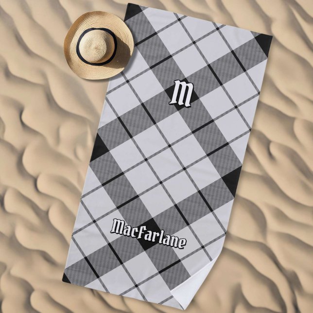 Toalha De Praia Clan MacFarlane Black and White Tartan (Criador carregado)