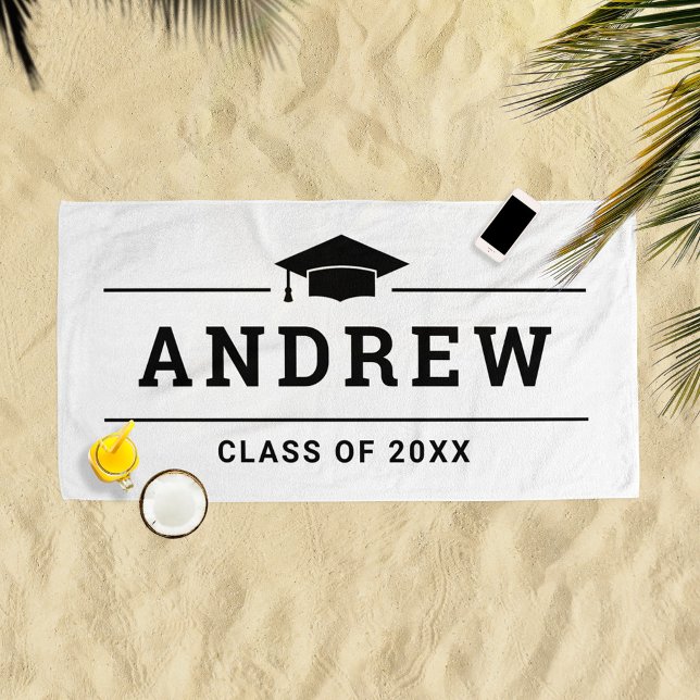Toalha De Praia Classe de Nome do Formando Personalizado Branco 20 (Criador carregado)