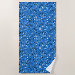 Toalha De Praia Classic Blue Bandana Paisley