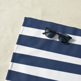 Toalha De Praia Classic Navy Blue Stripes | Timeless Nautical 