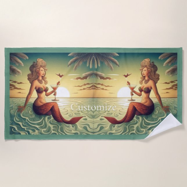 Toalha De Praia Classy Martini Mermaid Thunder_Cove (Frente)