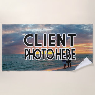 Toalha De Praia Cliente de fotografia personalizado e logotipo da