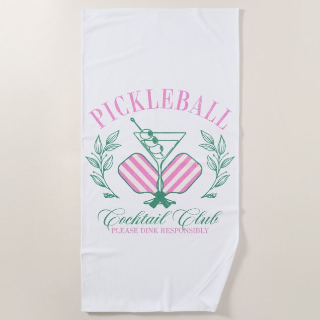 Toalha De Praia Clube de Cocktail de Picleball (Frente)
