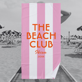 Toalha De Praia Clube de Praia Ibiza Pink Cabana Stripe