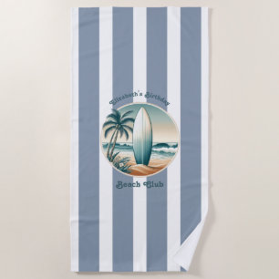 Toalha De Praia Clube de Praia Retro Aniversário Cabana Personaliz