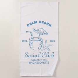 Toalha De Praia Clube de Praia Retro Luxe Social Logo Despedida de