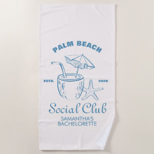 Toalha De Praia Clube de Praia Retro Luxe Social Logo Despedida de