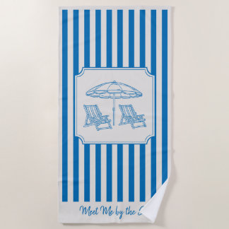 Toalha De Praia Coastal Beach Vibes Blue Stripes