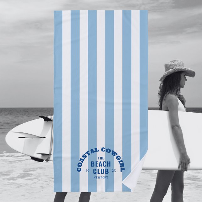 Toalha De Praia Coastal Cowgirl The Beach Club Faixa Cabana Azul (Criador carregado)