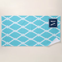 Coastal Preppy Nautical Monogram – Turq & Navy