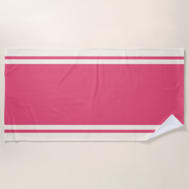 Toalha De Praia Coastal Stripe Beach Towel - Raspberry & Cream
