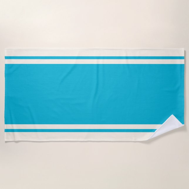 Toalha De Praia Coastal Stripe Beach Towel - Turquoise & Cream (Frente)