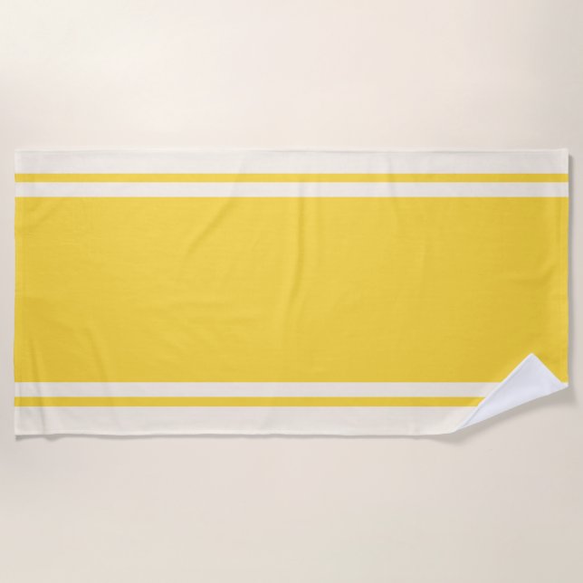 Toalha De Praia Coastal Stripe Beach Towel - Yellow & Cream (Frente)