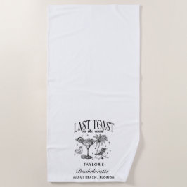 Toalha De Praia Coasteira Bachelorette Modern Cocktail Party Black
