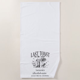 Toalha De Praia Coasteira Bachelorette Modern Cocktail Party Black