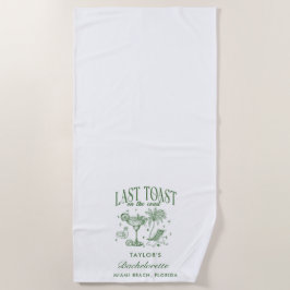 Toalha De Praia Coasteira Bachelorette Modern Cocktail Party Green