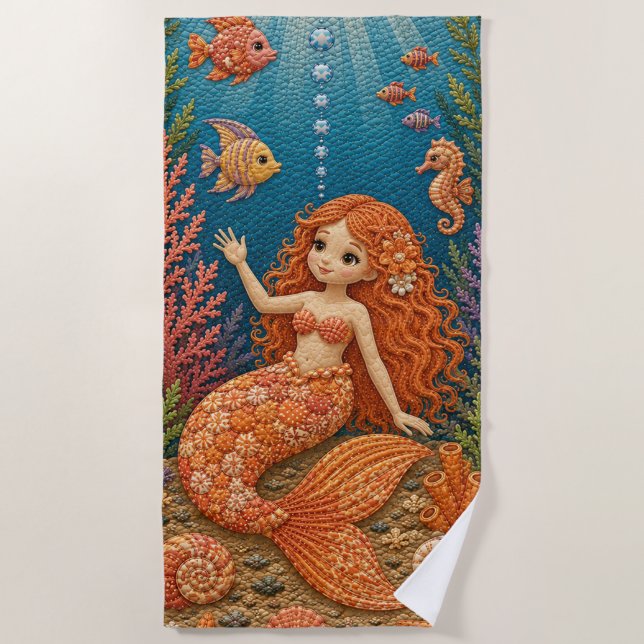 Toalha De Praia Cobertor de Mermaid Laranja  (Frente)