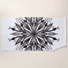 Toalha De Praia Cobra Gothic Mandala Tatuagem Preta E Branca