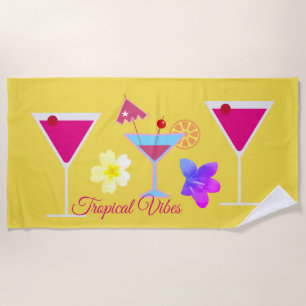 Toalha De Praia Cocktail coloridos das impressões tropicais