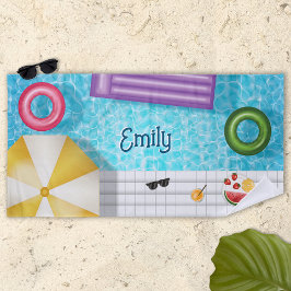 Toalha De Praia Coisas Coloridas De Piscinas E Piscinas Com Nome