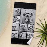 Toalha De Praia Colagem ao Quadrado de Fotos Preto 9 - com branco<br><div class="desc">Você pode usar fotos quadradas ou selfie para este design. Use oito fotos quadradas para criar um presente exclusivo e pessoal. Ou você pode ficar com o filhote hipster e fazer uma moda. Se precisar ajustar as fotos,  clique na ferramenta personalizar para fazer alterações.</div>