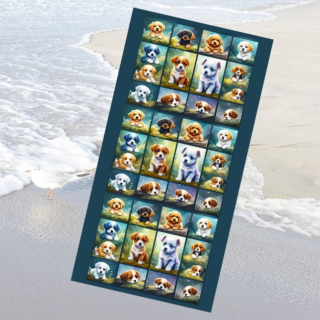 Toalha De Praia Colagem de cachorros, cachorros-quentes (Criador carregado)