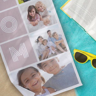 Toalha De Praia Colagem de Fotografias Dia de as mães da Mãe