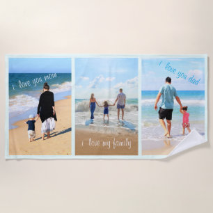Toalha De Praia Colagem de Fotografias Personalizada Texto Praia P