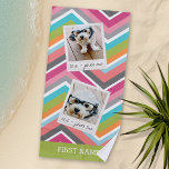 Toalha De Praia Colagem de Fotos do Instagram com Cevrons Colorido<br><div class="desc">Adicione texto e fotos personalizados - Um modelo perfeito para uma adolescente que vai para a faculdade. Adicione duas fotos a este quadro de hipster e nomes e datas personalizados para fazer uma recordação perfeita.</div>