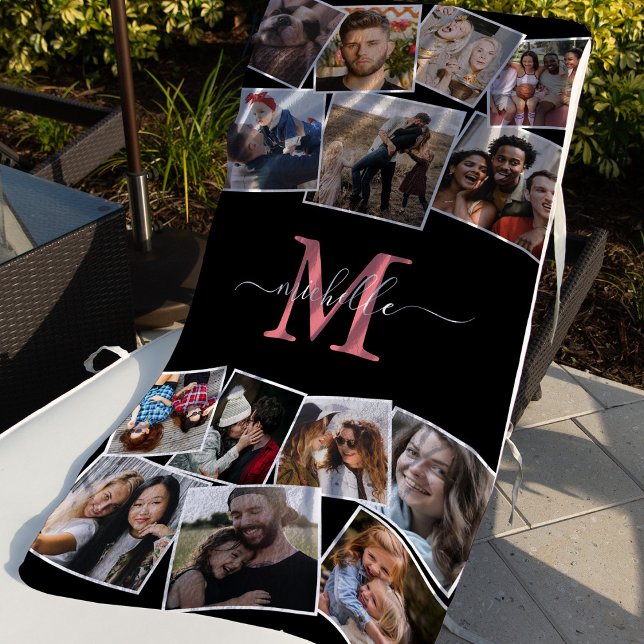 Toalha De Praia Colagem de Fotos do Nome do Monograma (Criador carregado)