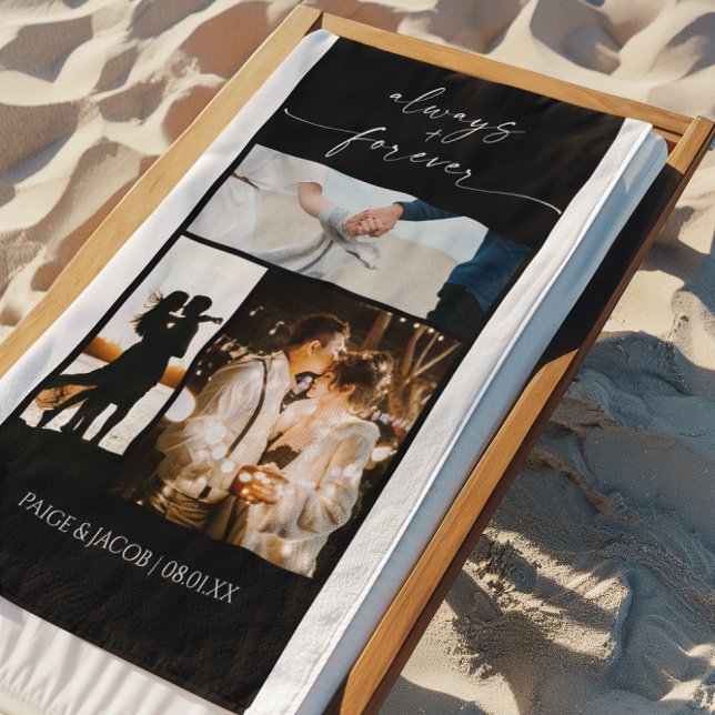 Toalha De Praia Colagem de Fotos Modernas Sempre & Para Sempre (Criador carregado)