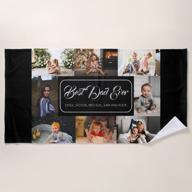 Toalha De Praia Colagem Personalizada de 8 Fotografias Melhor Garr (Frente)